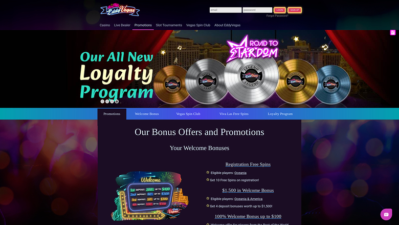 Promotions Eddy Vegas version bureau