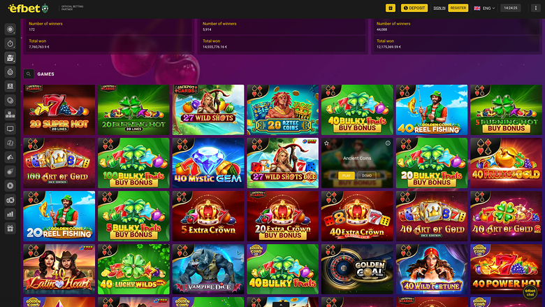 Efbet Jackpot Desktop