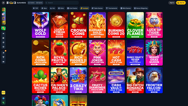 Джекпот для десктопной версии Ego Games Casino