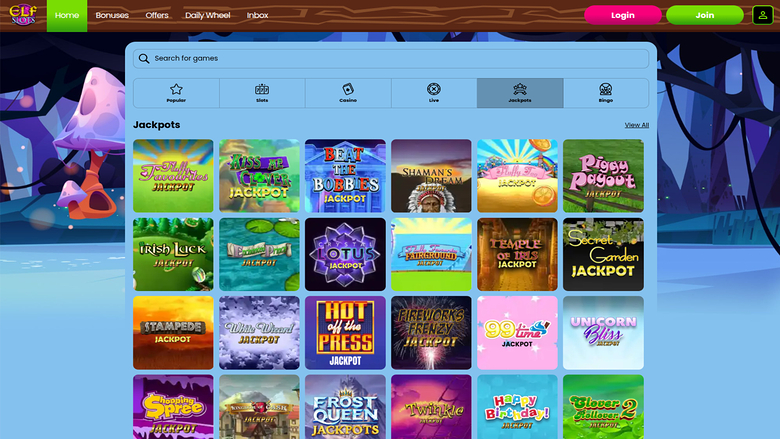 Jackpot du casino Elf Slots sur ordinateur