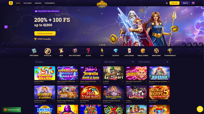 Jeux de casino Emperia sur ordinateur