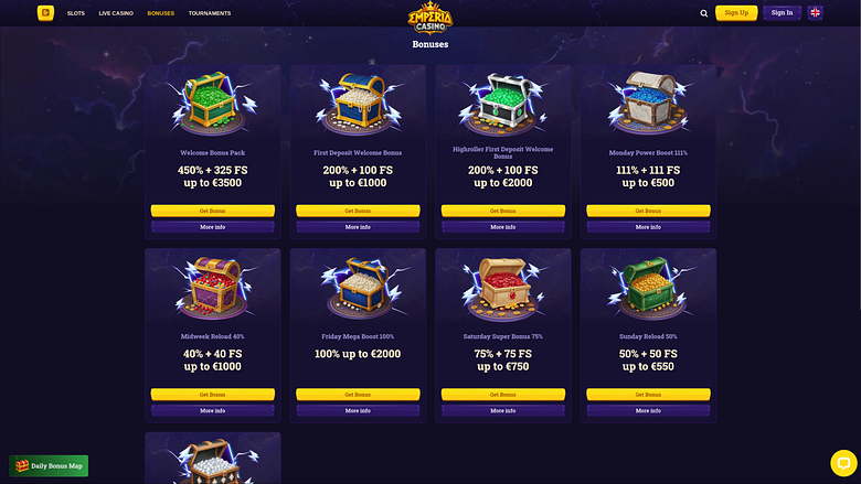 Promotions sur ordinateur du casino Emperia