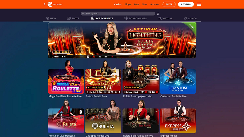 Croupier en direct avec image desktop de Enracha Casino
