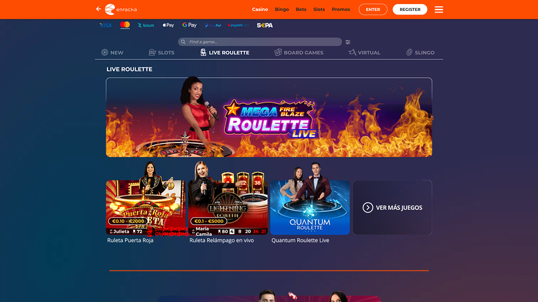 Enracha Casino Live Dealer Desktop