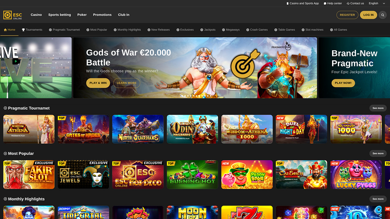 Page d'accueil du casino Estoril Sol version ordinateur