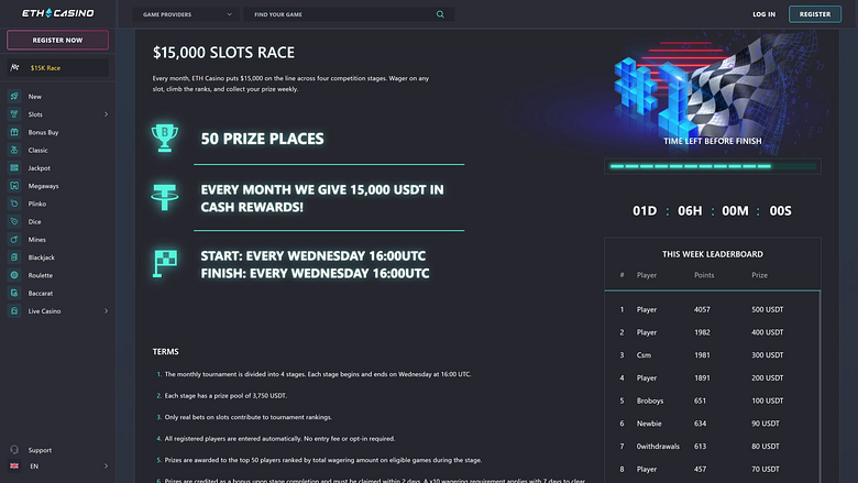 Турниры по ETH Casino для настольных компьютеров