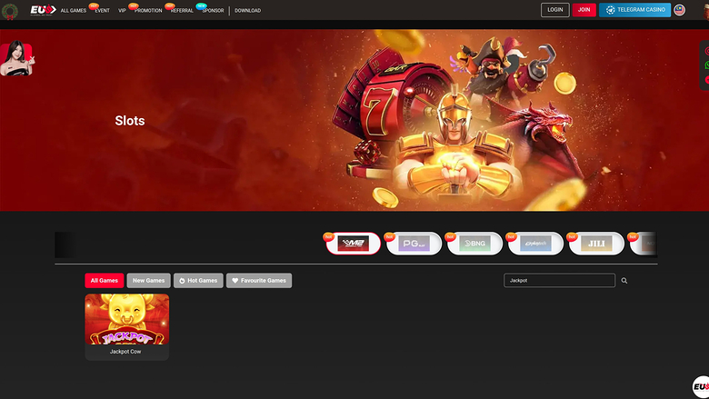 Джекпот EU9 Casino для настольного компьютера