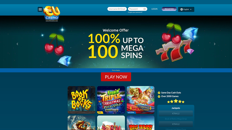 Página de inicio de EUcasino para escritorio