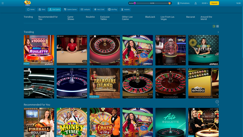 Dealer en Vivo de EUcasino Escritorio