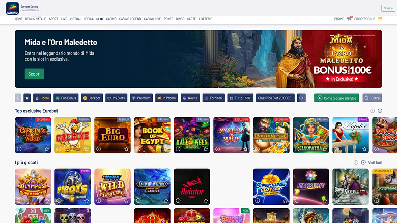 Jogos de cassino Eurobet para computador