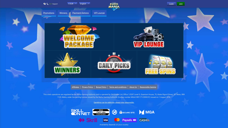 EuroMania Casino Promotions Desktop