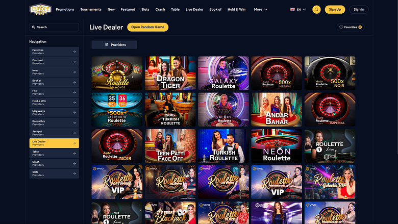 Europe 777 Casino Live Croupier Desktop