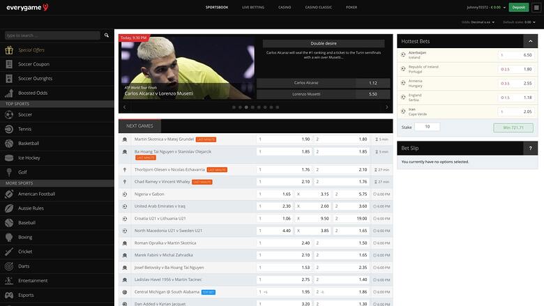 Everygame Casino Sportsbook Desktop