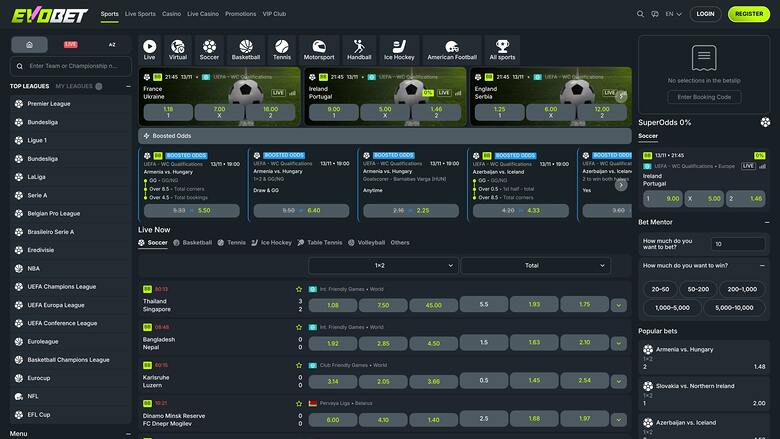 Evobet Casino Sports Desktop