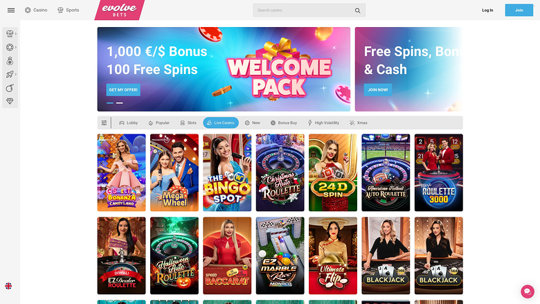 Dealer dal vivo di Evolve Casino Desktop