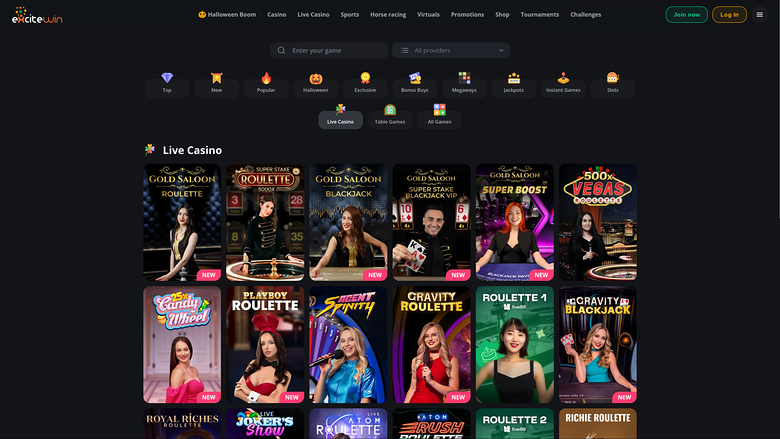 ExciteWin Casino Desktop Live Dealer
