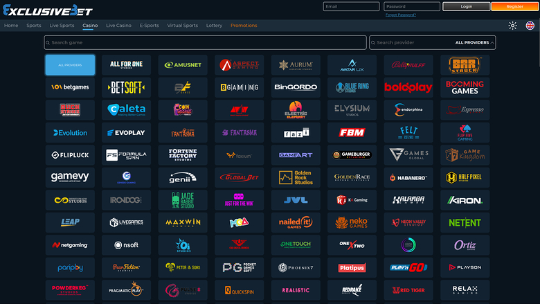 Développeurs de jeux de Exclusive Bet Casino sur ordinateur