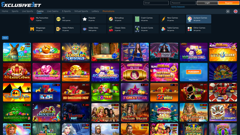 Jackpot de Exclusive Bet Casino sur ordinateur