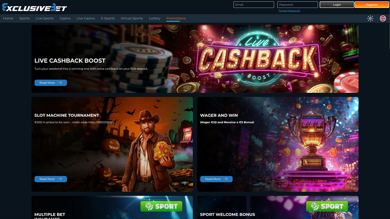 Promotions de Exclusive Bet Casino sur ordinateur