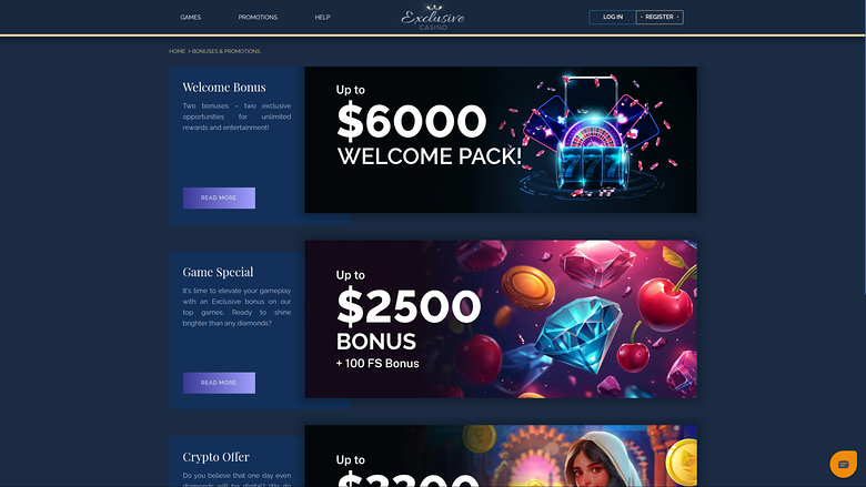 Promotions de Exclusive Casino sur ordinateur