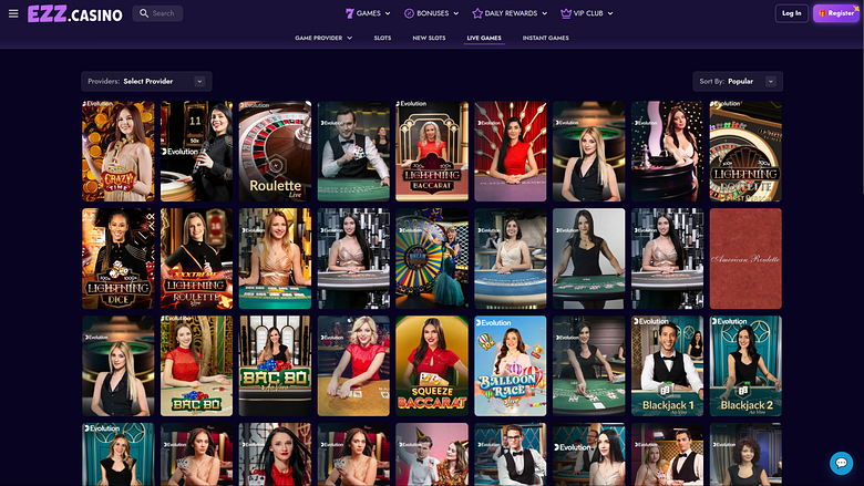 EZZ Casino avec croupier en direct sur ordinateur