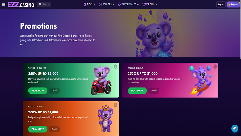 EZZ Casino Promotions Desktop