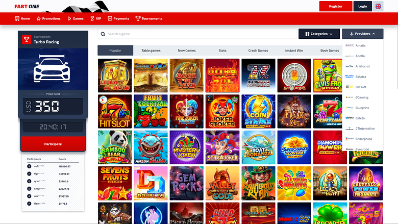 Développeurs de jeux de F1 Casino pour ordinateur de bureau