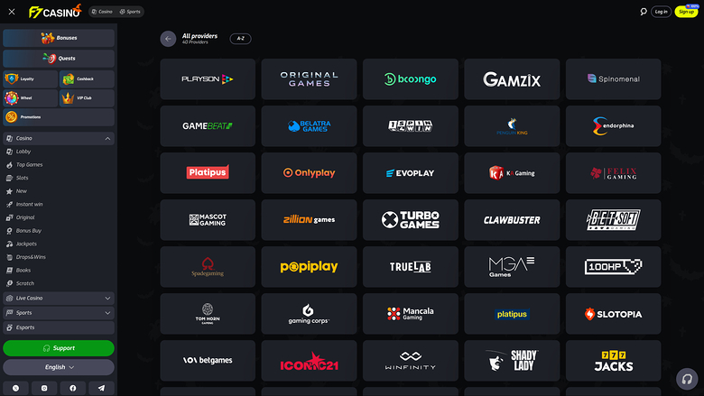 Desarrolladores de juegos de F7 Casino de escritorio