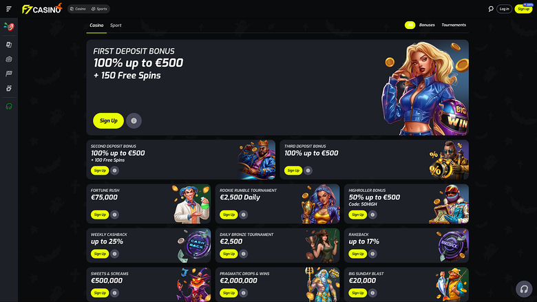 Promociones de F7 Casino de escritorio