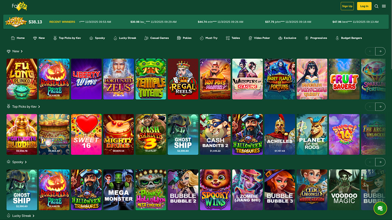 Jeux du Fair Go Casino sur ordinateur