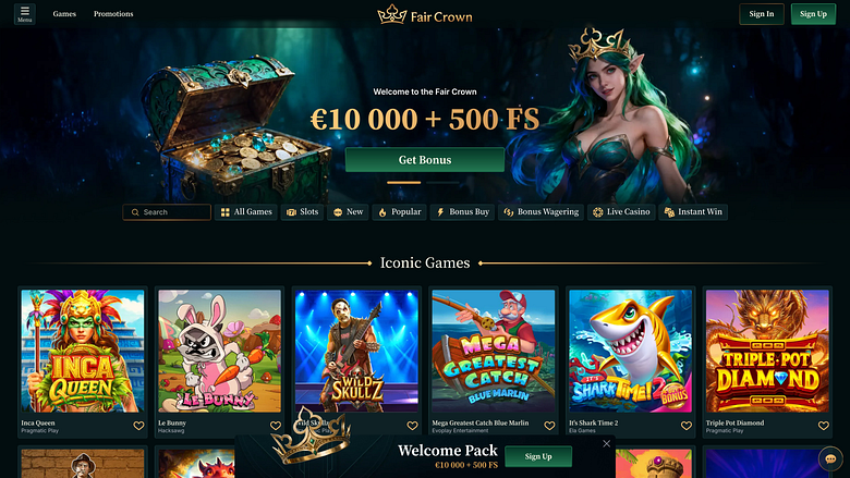 FairCrown Casino Homepage