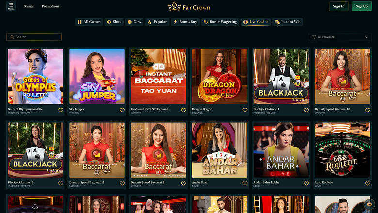 FairCrown Casino Live Dealer