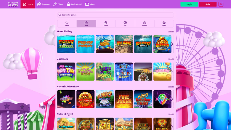 Jeux de Fairground Slots Casino sur ordinateur