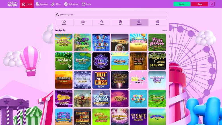 Jackpot de Fairground Slots Casino sur ordinateur