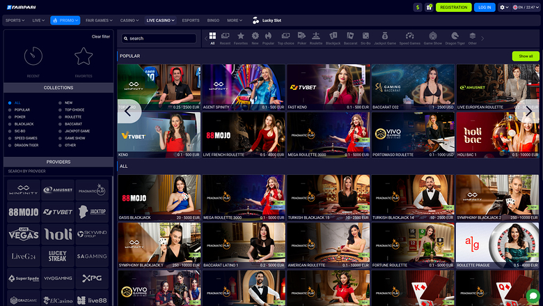 FairPari Casino Desktop Live Dealer