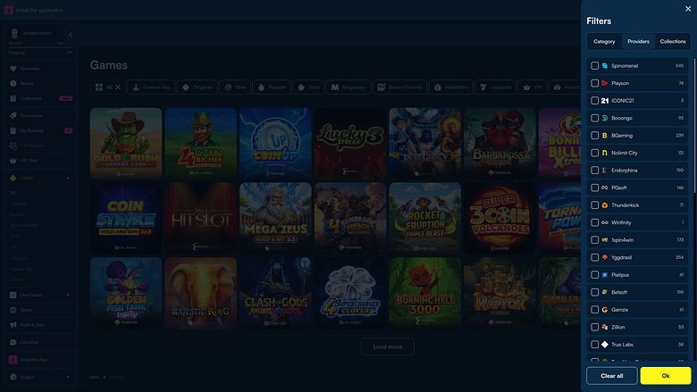 Desarrolladores de juegos de casino FanoBet (versión de escritorio)