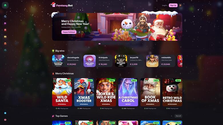 Página de inicio del casino FantasyBet para escritorio