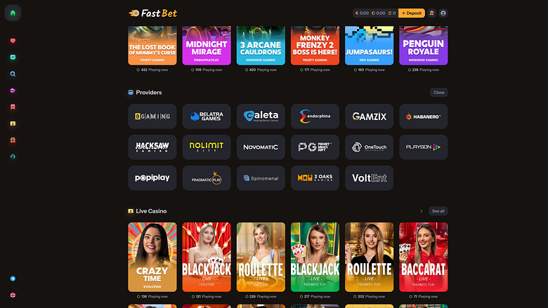 Разработчики игр FastBet Casino настольная версия