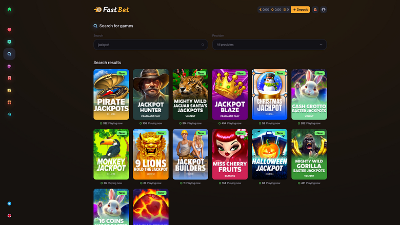 Джекпот казино FastBet на компьютере