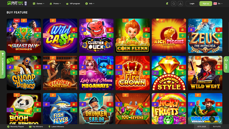 Fonction d'achat de Fastpay Casino sur ordinateur