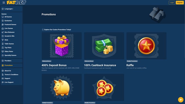 FatBet Casino Desktop Promotions