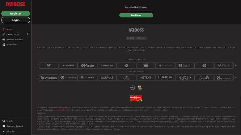 Desarrolladores de juegos de FatBoss Casino para escritorio