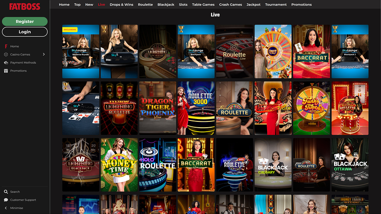 Crupier en vivo de FatBoss Casino para escritorio