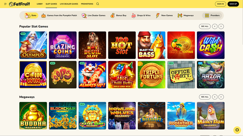 FatFruit Casino Desktop Games