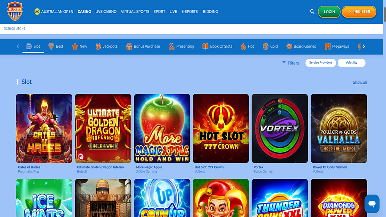 Captura de pantalla de los juegos de Felicebet Casino para escritorio