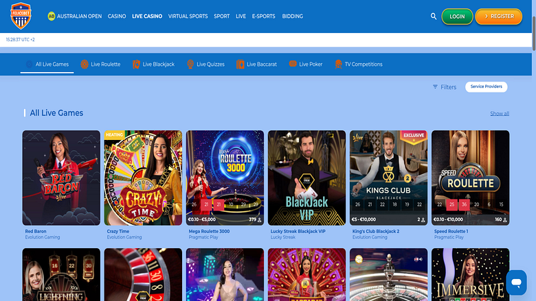 Captura de pantalla del crupier en vivo de Felicebet Casino para escritorio