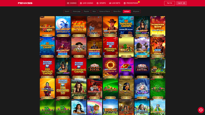 Jackpot di Fenikss Casino per desktop