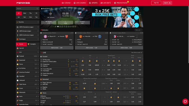 Sport di Fenikss Casino per desktop