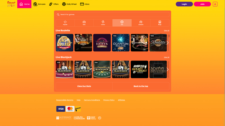 Croupiers en direct de Fever Slots Casino pour ordinateur