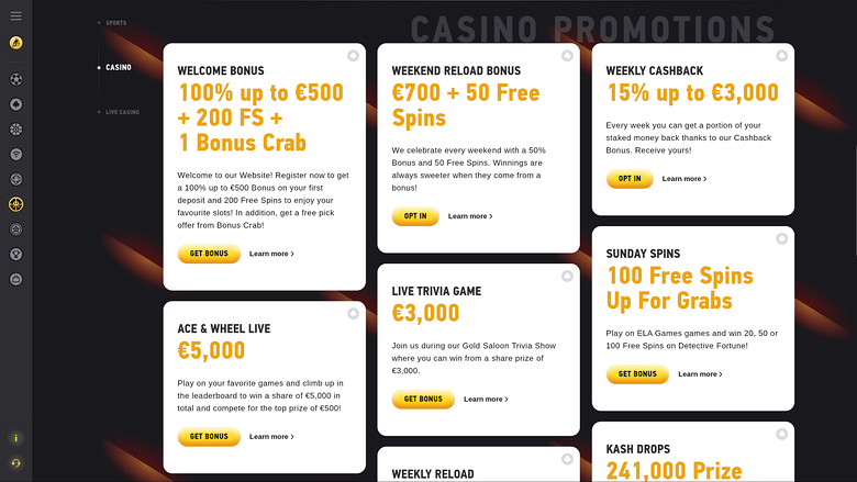 Promociones de FEZbet Casino para escritorio
